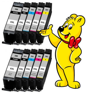 2x Multipack 5ks Canon CLI-581 XXL a PGI-580 XXL - kompatibilní + HARIBO 175g